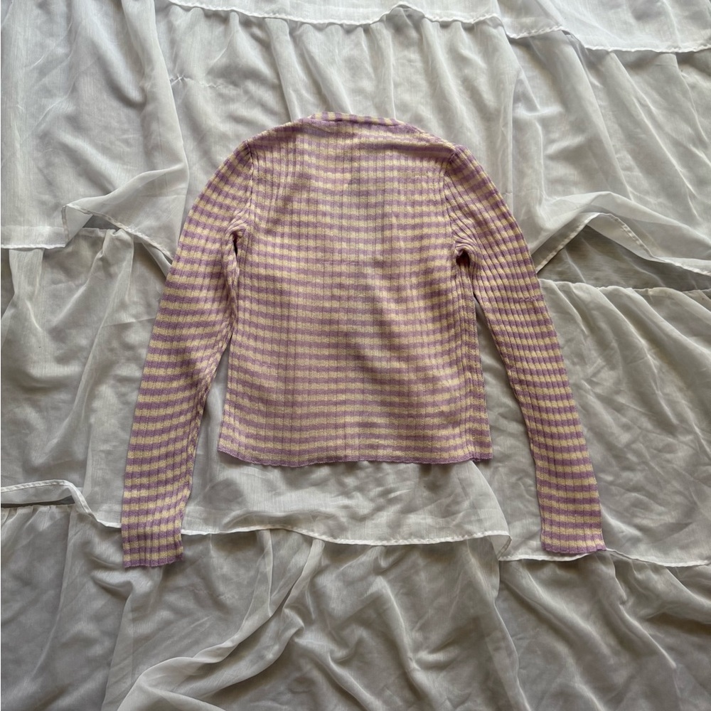 Mango Sheer Ribbed Tie-Front Cardigan Sweater - Picture 6 of 6